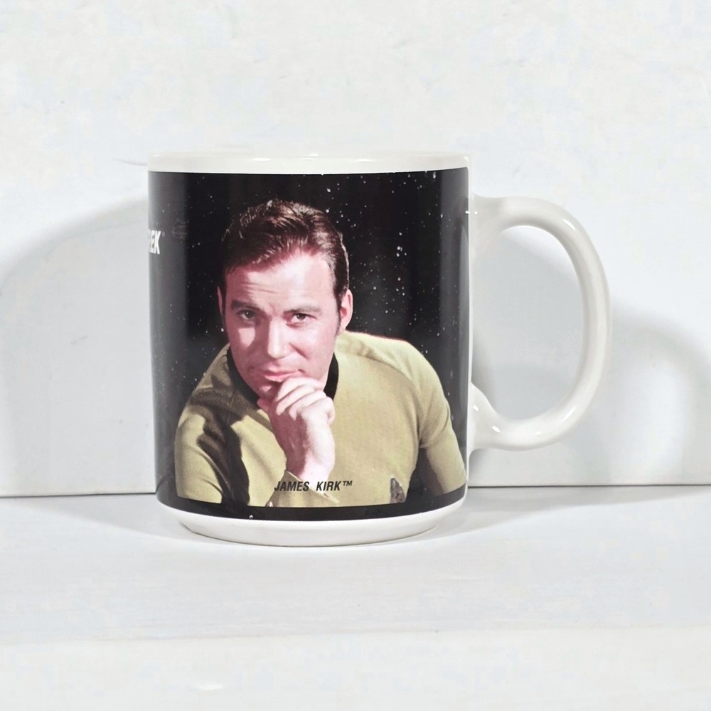 Centric Star Trek Mug 1993 Kirk Spock‎ Black White Vintage Sci-Fi Collectible